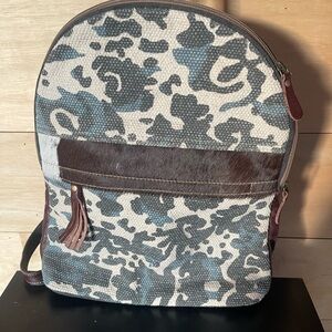 Myra Bag Gray and Brown Backpack brand new